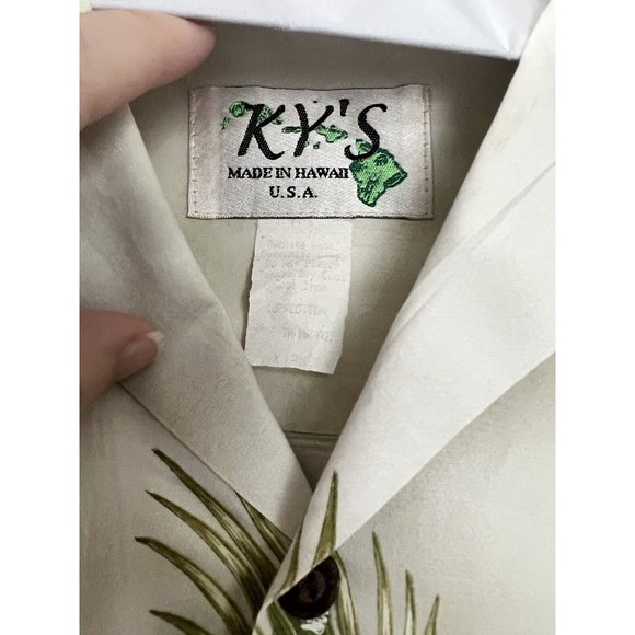 KY'S Hawaiian Short Sleeve Shirt Village Beach Aloha Floral Seashells‎ Mens XL - Picture 5 of 9